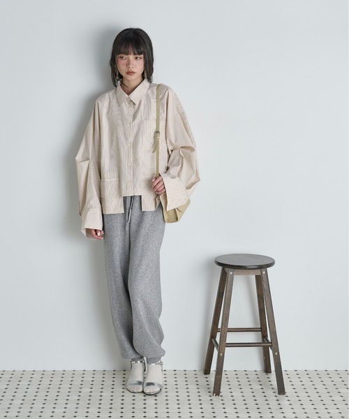 THE Yon ブラウス シャツ ダブルポケットタックスリーブストライプ