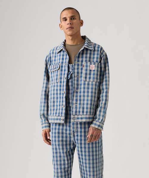 【珍品】LEVI'S デニムレザー切り替えブルゾン Levi's（リーバイス） デニムジャケット gジャン メンズ レディース
