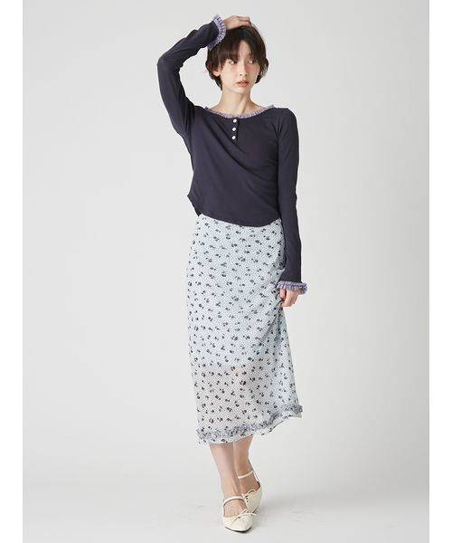 完売色♥️新作新品✨LILY BROWN プリントシフォンバイアスミディスカート LILY BROWN（リリーブラウン） スカート プリントシフォンバイアス