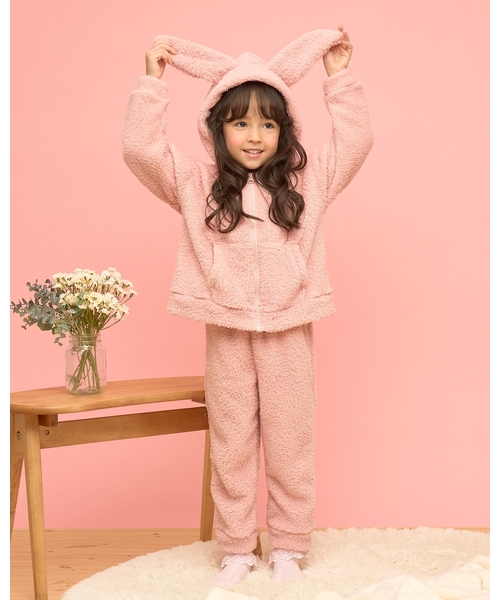 パジャマ うさぎ＆ねこパーカー＆パンツセット「子供服」「キッズ