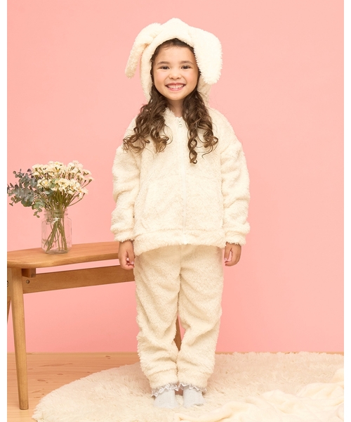 パジャマ うさぎ＆ねこパーカー＆パンツセット「子供服」「キッズ