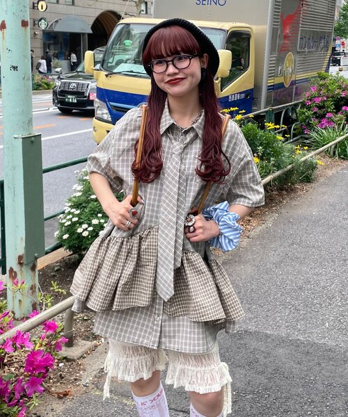 ブラウス シャツ 「長袖/半袖展開」ネクタイ付きティアードチュニックシャツワンピース レディースの画像