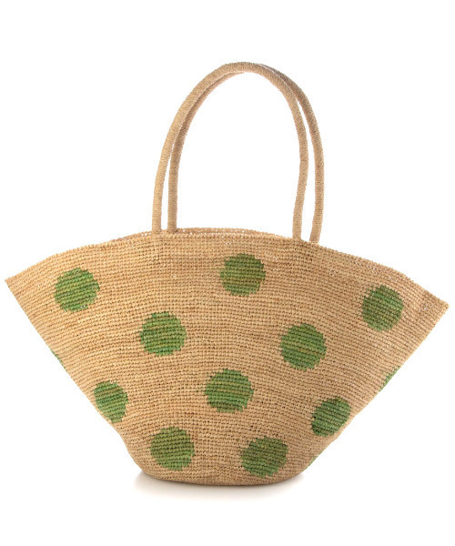 かごバッグ カゴバッグ カシュカシュ cachecache / ドット柄ラフィアビッグトートバッグ カゴバッグ