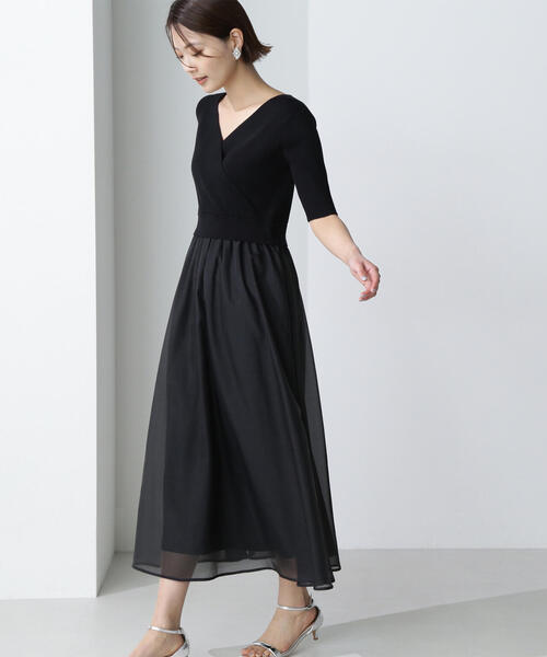 「NATURAL BEAUTY BASIC」 ドッキングワンピース MEDIUM ブラック レディースの画像