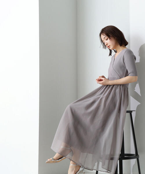 「NATURAL BEAUTY BASIC」 ドッキングワンピース MEDIUM ブラック レディースの画像