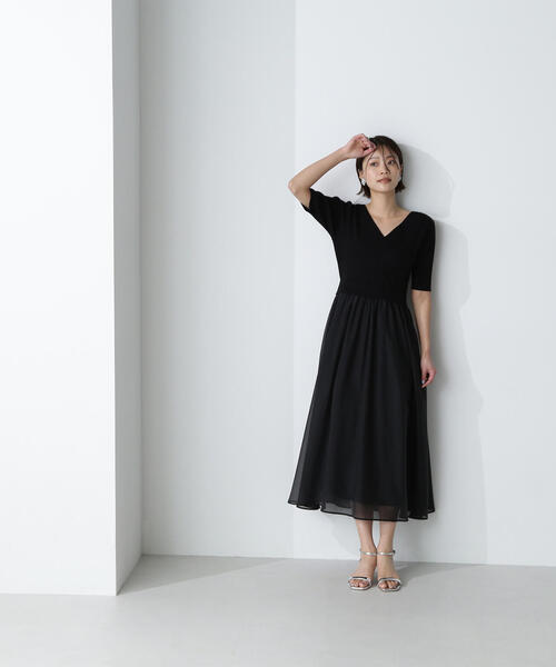 「NATURAL BEAUTY BASIC」 ドッキングワンピース MEDIUM ブラック レディースの画像