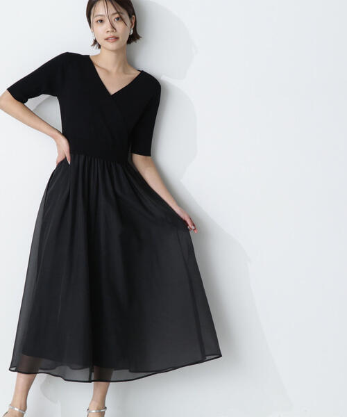 「NATURAL BEAUTY BASIC」 ドッキングワンピース MEDIUM ブラック レディースの画像