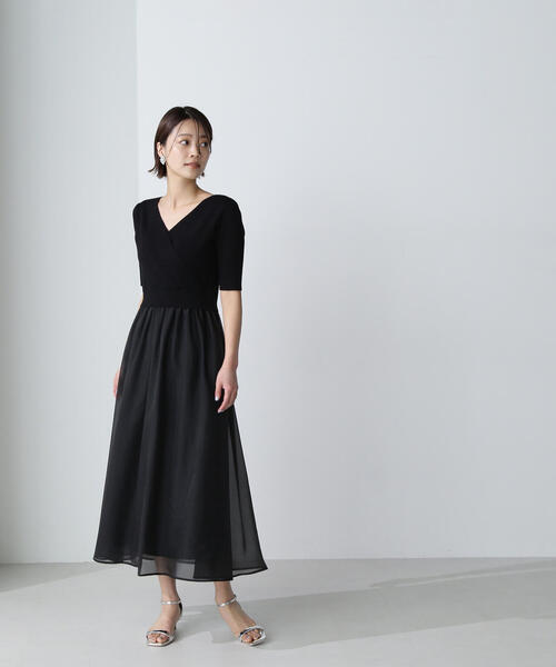 「NATURAL BEAUTY BASIC」 ドッキングワンピース MEDIUM ブラック レディースの画像