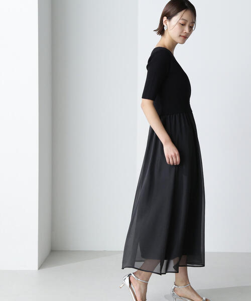 「NATURAL BEAUTY BASIC」 ドッキングワンピース MEDIUM ブラック レディースの画像