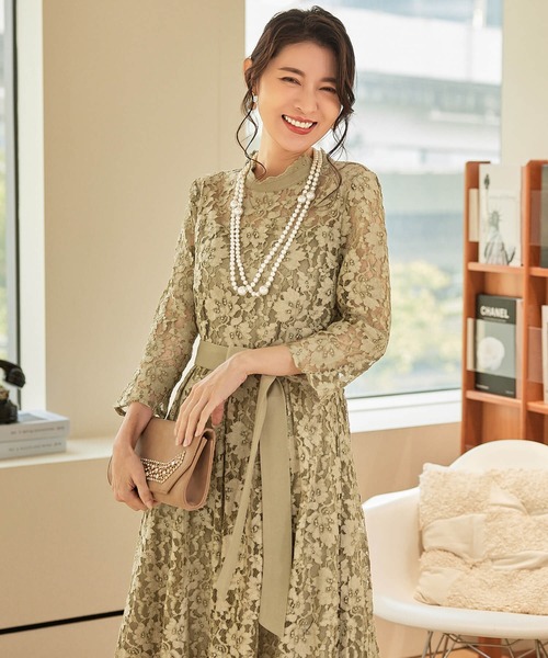 「Cinderella」 長袖ワンピース MEDIUM ブラウン レディース_画像3