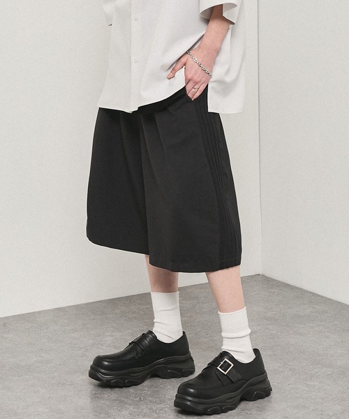 ワイドパンツ ハーフパンツ パンツ 短パン 「Alfred Alex」Side Line