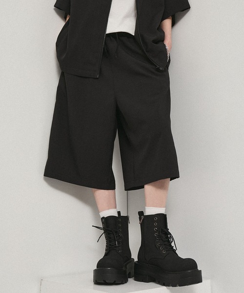 ワイドパンツ ハーフパンツ パンツ 短パン 「Alfred Alex」Side Line
