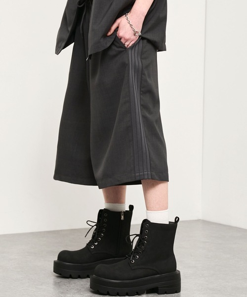 パンツ Ribbon Detail Side Line Wide Shorts ワイドパンツ ハーフパンツ パンツ 短パン 「Alfred Alex」Side Line