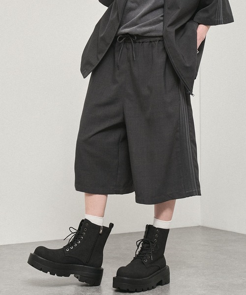 ワイドパンツ ハーフパンツ パンツ 短パン 「Alfred Alex」Side Line