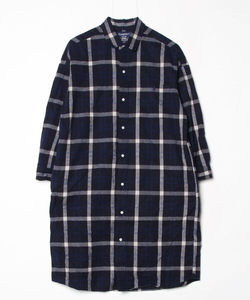 ◎netsuko12/25まで◎ジムフレックス チェックシャツ ワンピース GYMPHLEX（ジムフレックス） チェック柄シャツワンピース 12 ネイビー