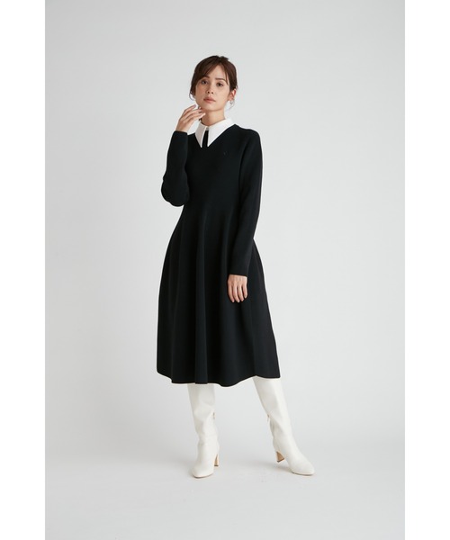 「CELFORD」 ニットワンピース 38 ネイビー レディース_画像6