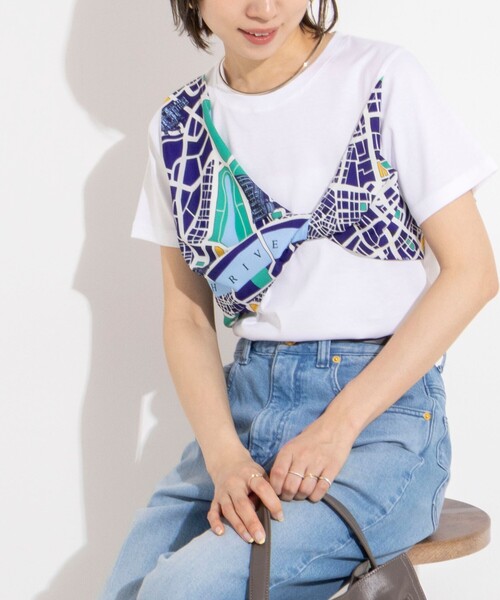 NOLLEY'S（ノーリーズ） tシャツ 半袖 ウォッシャブルスカーフTシャツ