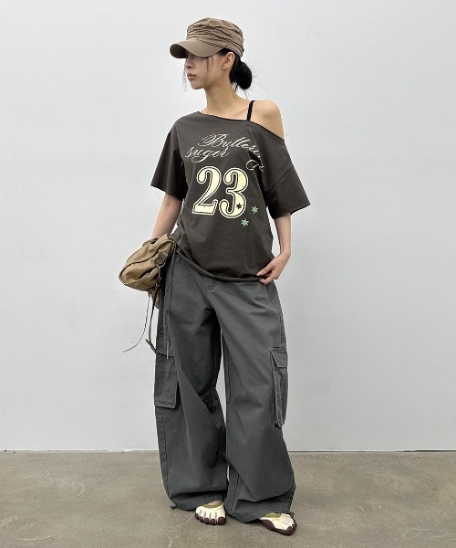 ワイドパンツ パンツ 「MADE」 ワークピグメントカーゴコットンパンツ レディース メンズの画像
