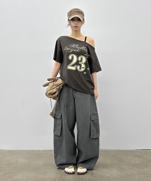 ワイドパンツ パンツ 「MADE」 ワークピグメントカーゴコットンパンツ レディース メンズの画像