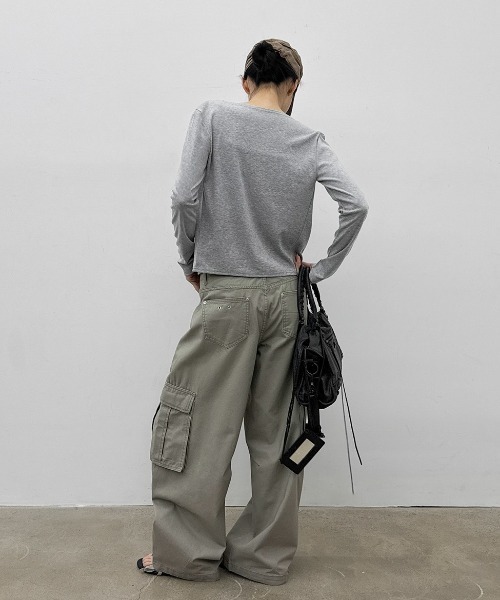 ワイドパンツ パンツ 「MADE」 ワークピグメントカーゴコットンパンツ レディース メンズの画像