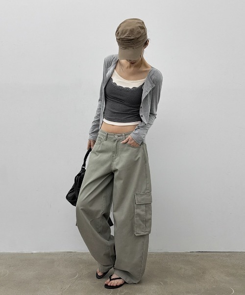 ワイドパンツ パンツ 「MADE」 ワークピグメントカーゴコットンパンツ レディース メンズの画像