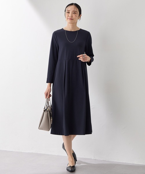 「A/C DESIGN BY ALPHA CUBIC」 長袖ワンピース M ネイビー レディース_画像5