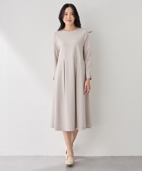 「A/C DESIGN BY ALPHA CUBIC」 長袖ワンピース M ネイビー レディース_画像7