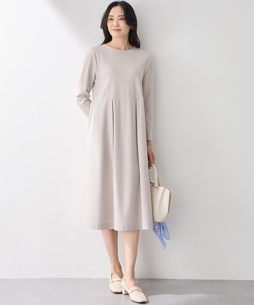 「A/C DESIGN BY ALPHA CUBIC」 長袖ワンピース M ネイビー レディース_画像9
