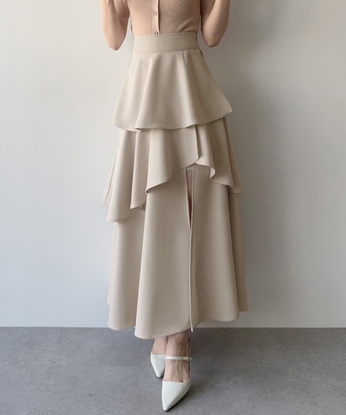 「mipiarl」 ロングスカート LARGE アイボリー レディース_画像8