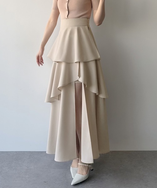 「mipiarl」 ロングスカート LARGE アイボリー レディース_画像9