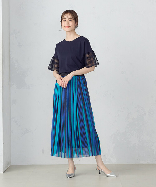 「COMME CA ISM」 プリーツスカート LARGE ブルー系その他 レディース_画像2