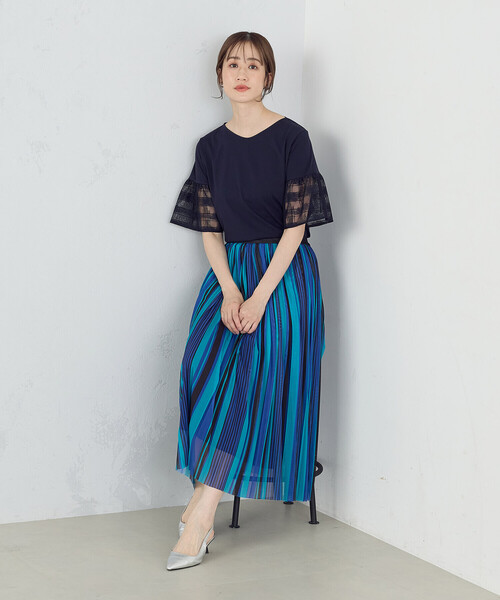 「COMME CA ISM」 プリーツスカート LARGE ブルー系その他 レディース_画像3