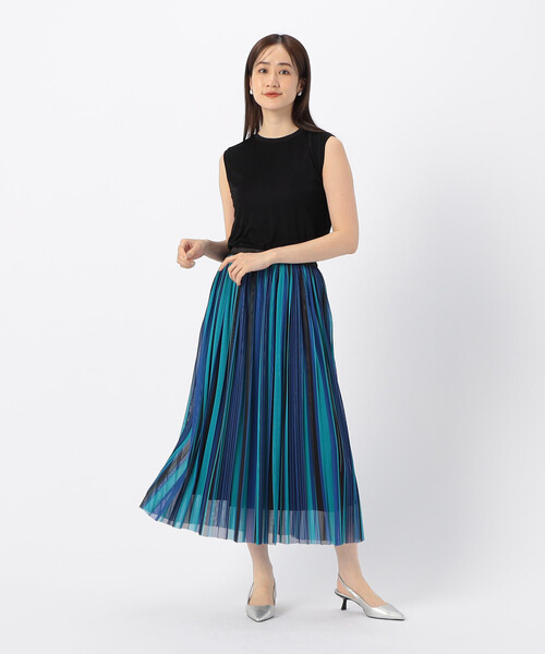 「COMME CA ISM」 プリーツスカート LARGE ブルー系その他 レディース_画像4