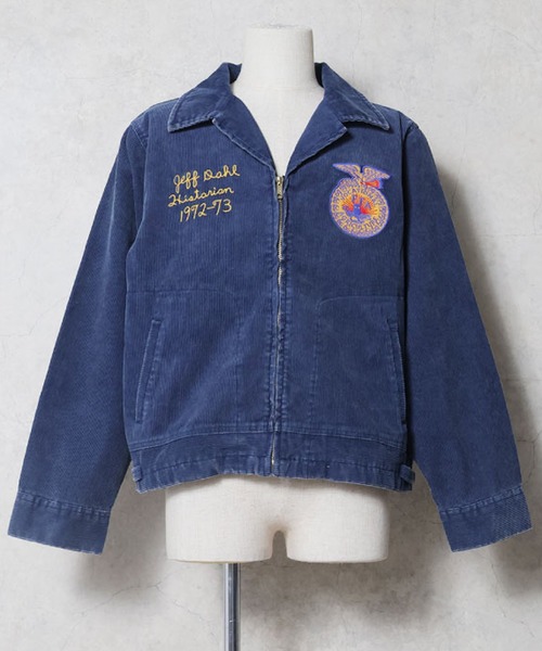 新品＊HOUSTON コーデュロイ FFAジャケット 春夏 ネイビー [L] HOUSTON（ヒューストン） ブルゾン アウター ウォッシュ コーデュロイ