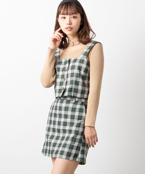 ワンピース ジャンパースカート Wego 2点セット チェックビスチェ スカート セットアップ Zozotown Paypayモール店 通販 Paypayモール