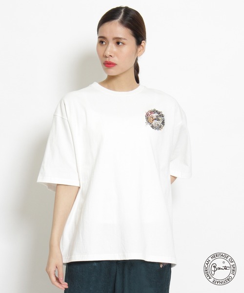 H.A.K tシャツ Tシャツ H．A．K×BRENTSフラワープリント＆ロゴ刺しゅう  