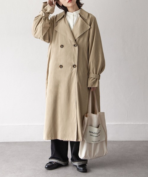 ダークブラウン トレンチコート plage Plage プラージュ 22AW DAMAGE TAFFETA トレンチコート