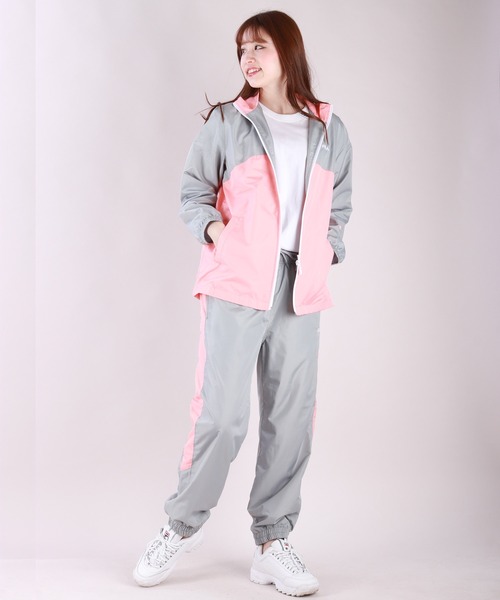 FILA フィラ ウィンドブレーカー 上下セット ピンク グレー ホワイト 新品 FILA（フィラ） ブルゾン ジャンバー 裏メッシュ デュスポ生地