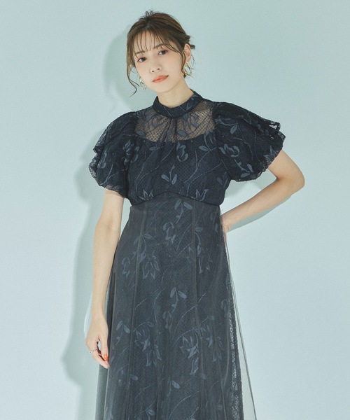 niana（ニアナ） ドレス ボリューム袖レースチュールレイヤード