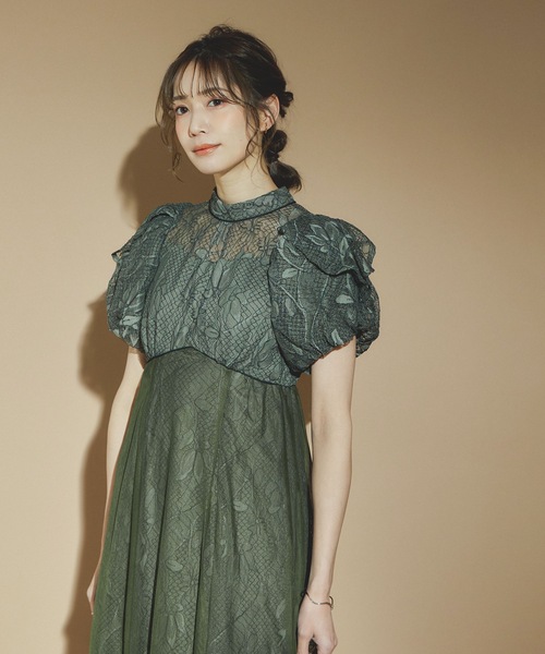 niana（ニアナ） ドレス ボリューム袖レースチュールレイヤード