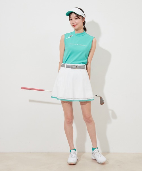Sサイズ ジュン＆ロぺ ゴルフシャツ シルバーロゴスリットプルオーバー JUN&ROPE' tシャツ 「UV」「接触冷感」シルバーロゴスリットプル