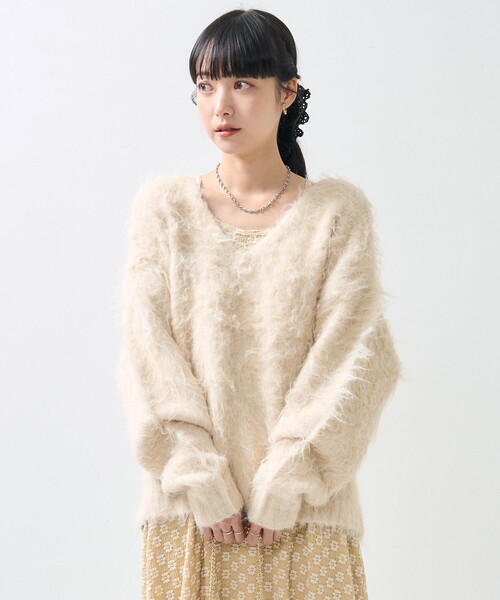☆to.mo.12☆新品未使用☆Vネックシャギーニット セット セール】Vネックシャギーニット（ニット/セーター）｜coca（coca