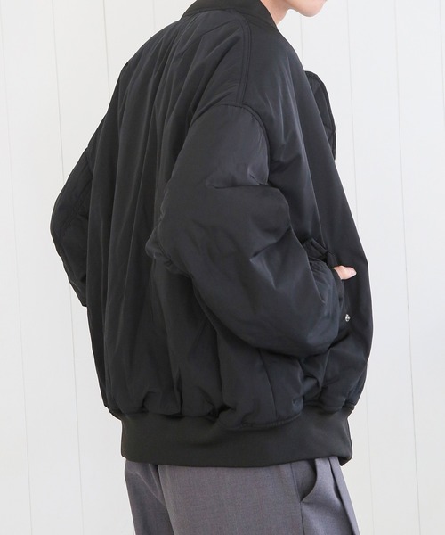 STUDIO SEVEN MA-1 フライトジャケット 黒 SETUP7 ma1 ma-1 「SETUP7」アームギャザー入りビッグシルエット