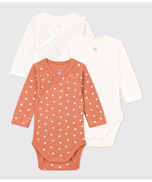 PETIT BATEAU（プチバトー） ベビー肌着 長袖あわせボディ3枚組