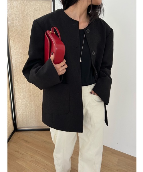Didot.showroom ジャケット ノーカラージャケット ノーカラー ツイード