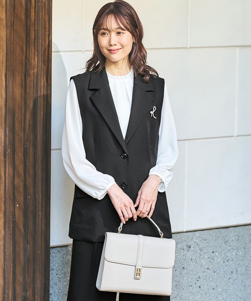 ベスト ジレ ウォッシャブルテーラードジレ レディース Honeys ベスト ジレ ストレッチウォッシャブルテーラード