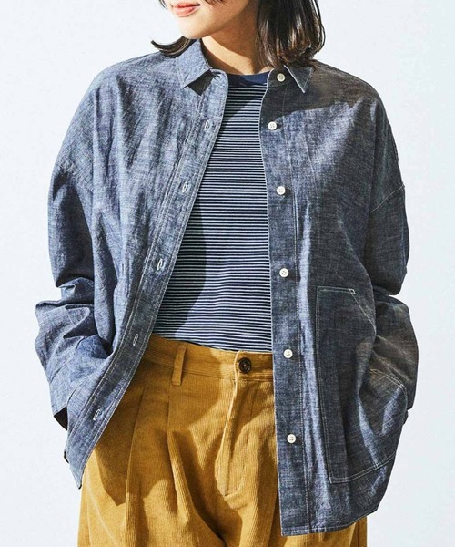 ブラウス シャツ ＴＨＲＥＥ　ＦＩＦＴＹ　ＳＴＡＮＤＡＲＤシャンブレーのシャツジャケット レディース