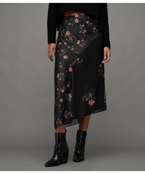 セザンヌ フラワープリント ミディ丈 スリット スカート ALLSAINTS スカート LUISA TANANA FLORAL PRINT MIDI SKIRT