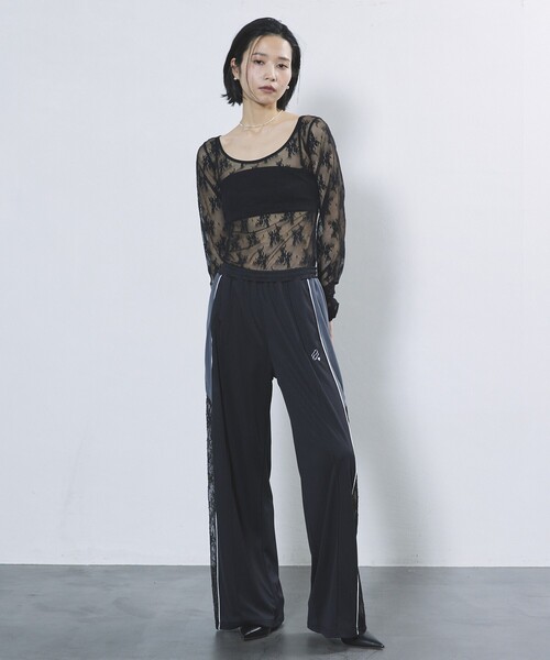 【関税込み】Pushbutton ブラック レース トラックパンツ Firsthand パンツ Firsthand/ファーストハンド レースライン