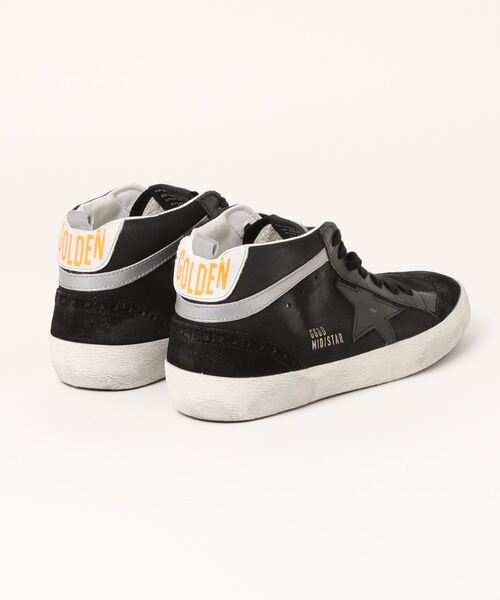 スニーカー メンズ Mid Star ヌバック ブラック レザースター＆シルバー フラッシュ メンズの画像
